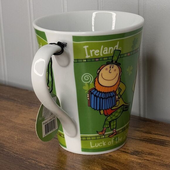 IRELAND "Luck of the Irish" Mug Fun Irish Musician Dancer & Clover Design Green - Picture 5 of 11